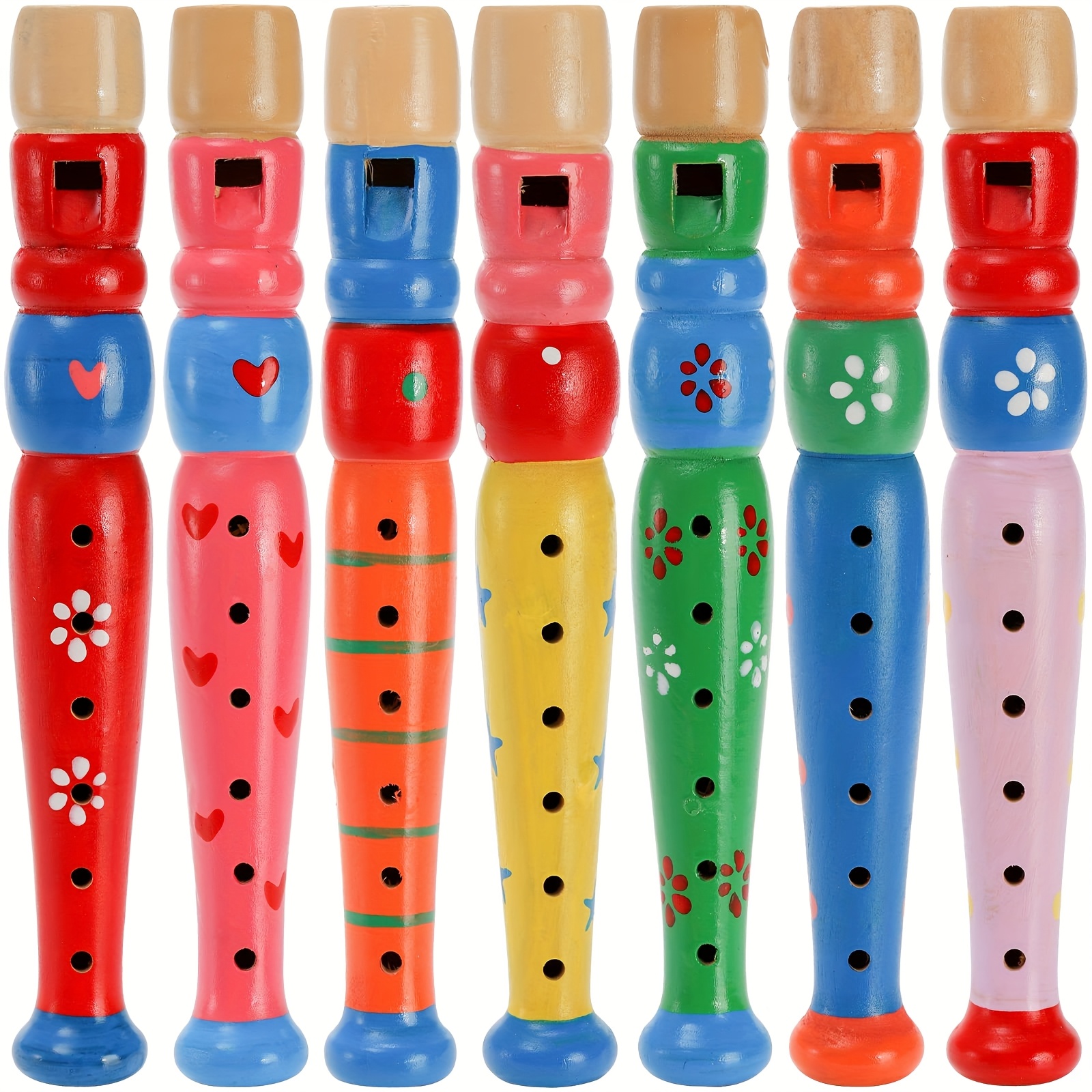 Musical Instrument Piccolo - 1pc Wooden Flute 6-Hole Colorful Cartoon