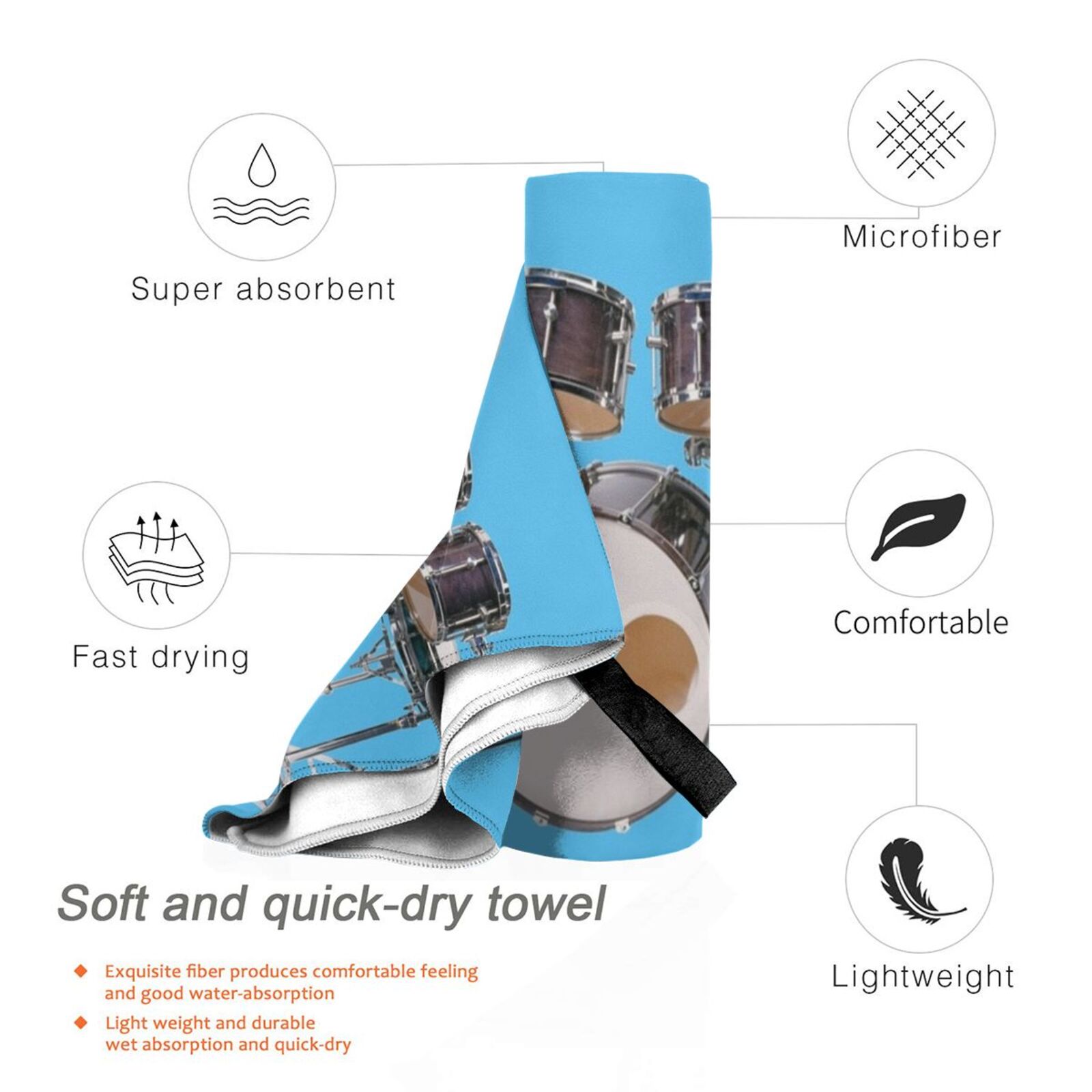 Drums Illustration Bath Towel  - Musical Instrument Image recensie en prijs