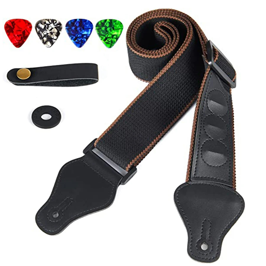 7Pcs/Set Guitar Strap Black PU - Musical Instrument Ukulele recensie en prijs