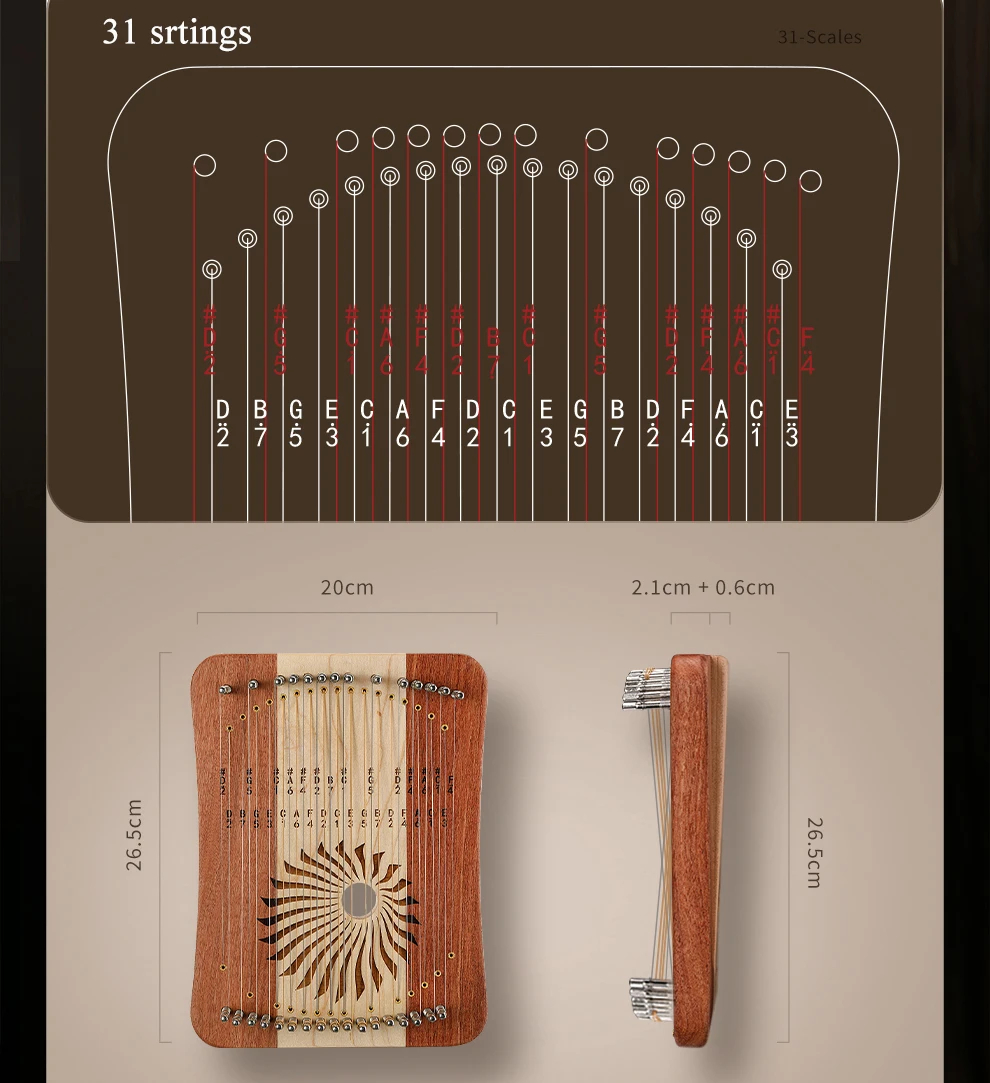 Hluru  Lyre 31 Strings Thumb K - Musical Instrument Harp recensie en prijs